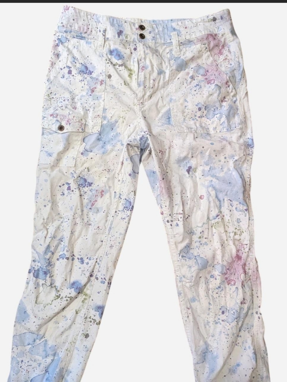 Anthropologie Watercolor Splatter Utility Pants